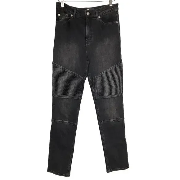 The Kooples Moto Jeans Slim Fit 90s Denim Dark Wash Black NWT Mens FR30